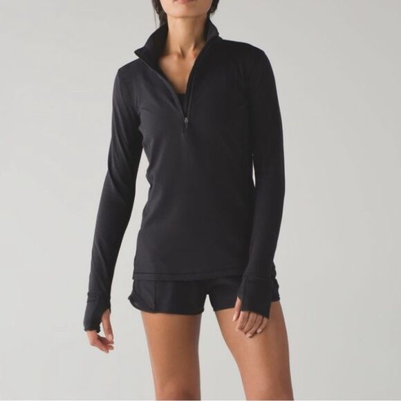 lululemon athletica Tops - Lululemon Outrun 1/2 Zip Rulu Reflective Details Size 10 women’s black